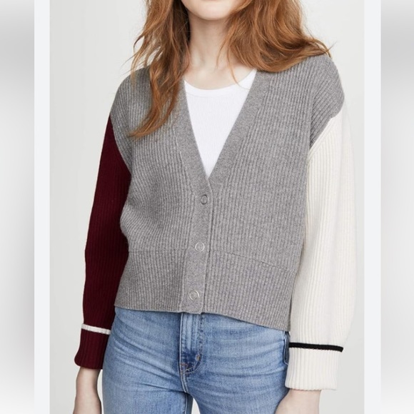 Baldwin BLDWN Sparrow Grey Multicolored Snap Button Cardigan - Picture 1 of 6